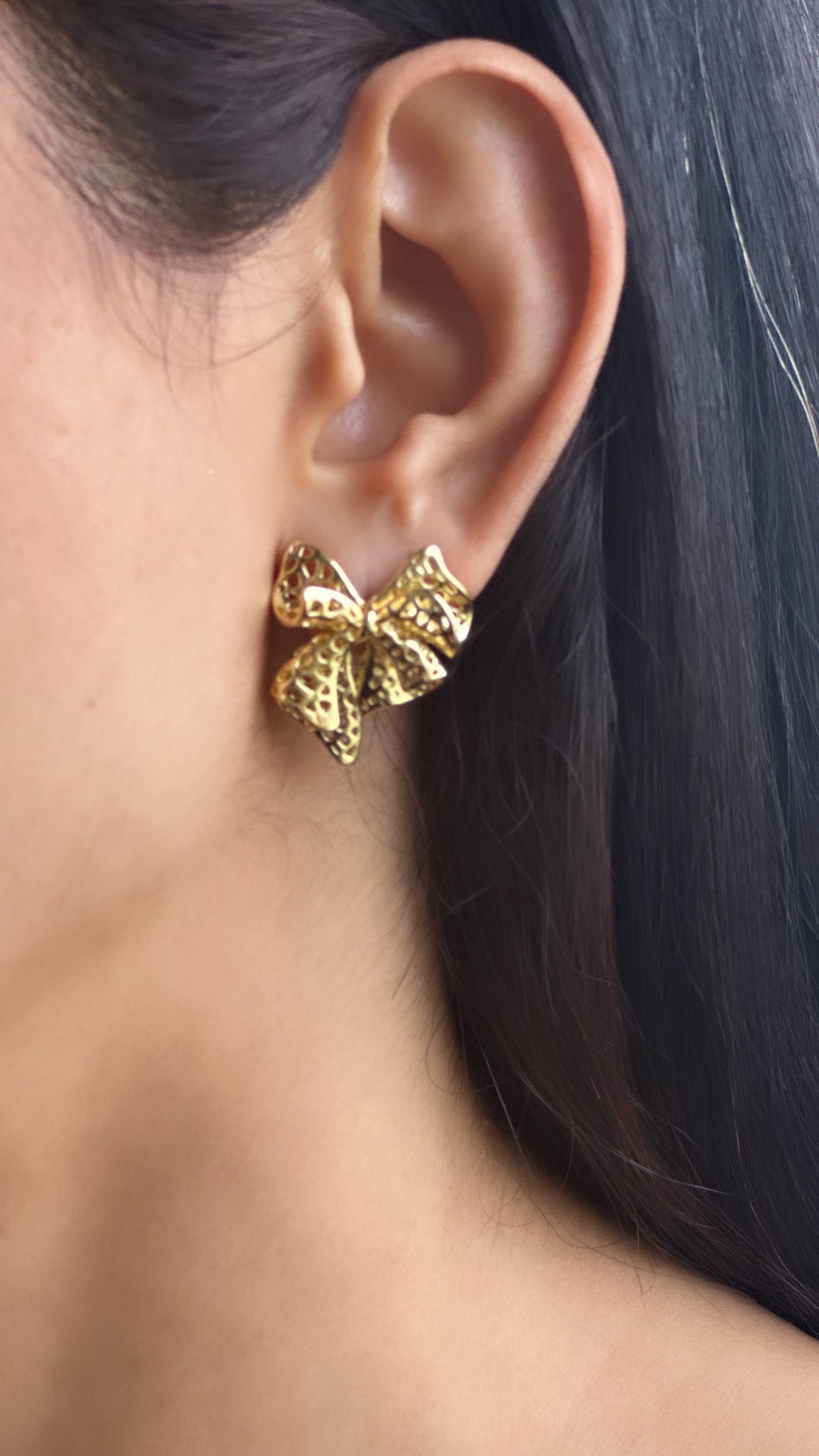 Mesh Bow Stud Earrings
