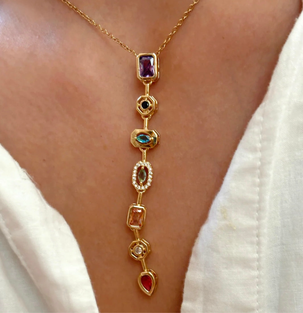 Verticle Gemstone Drop Necklace- 2 Styles