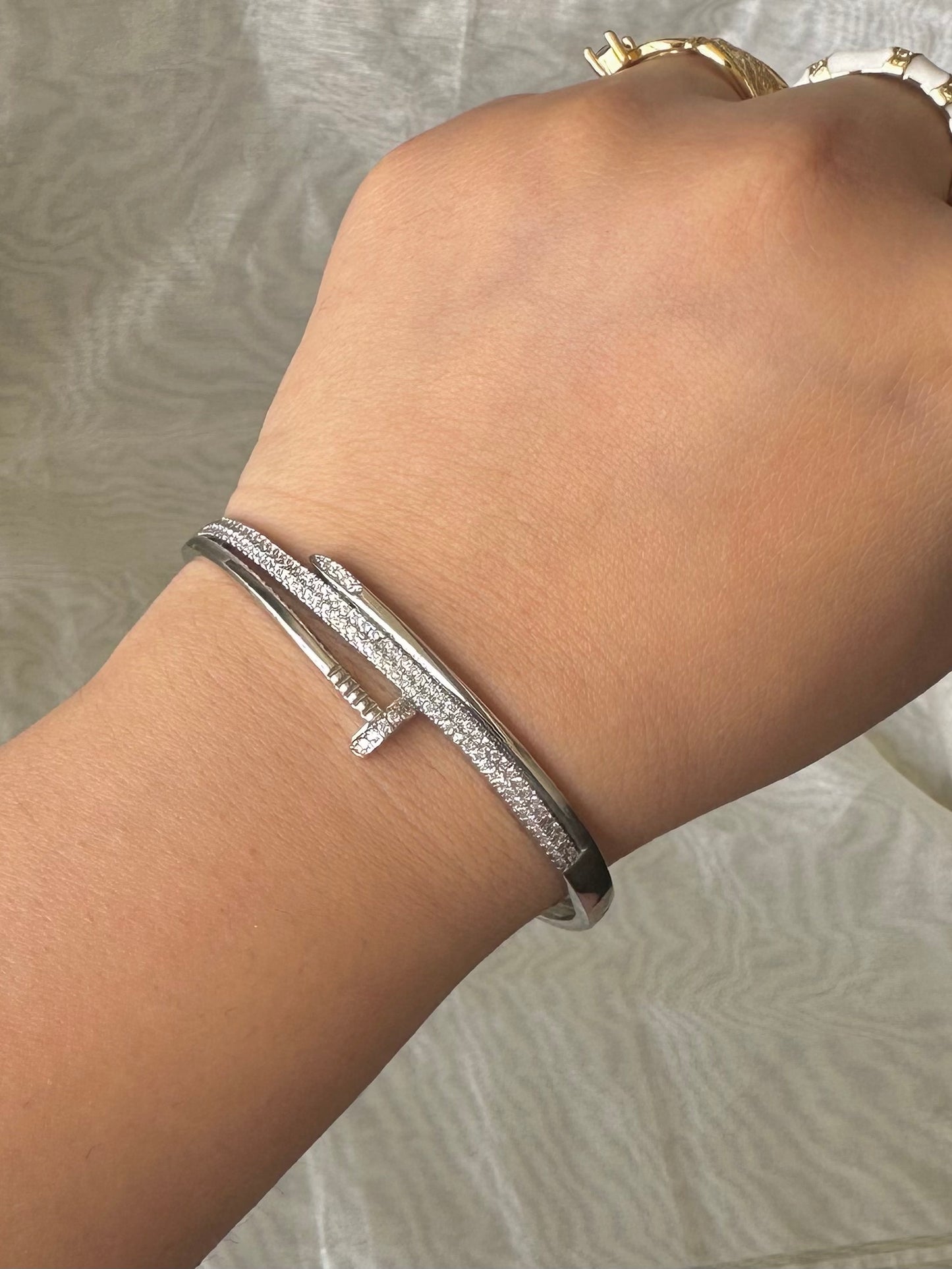 Studded New Nail Bracelet-Gold & Silver