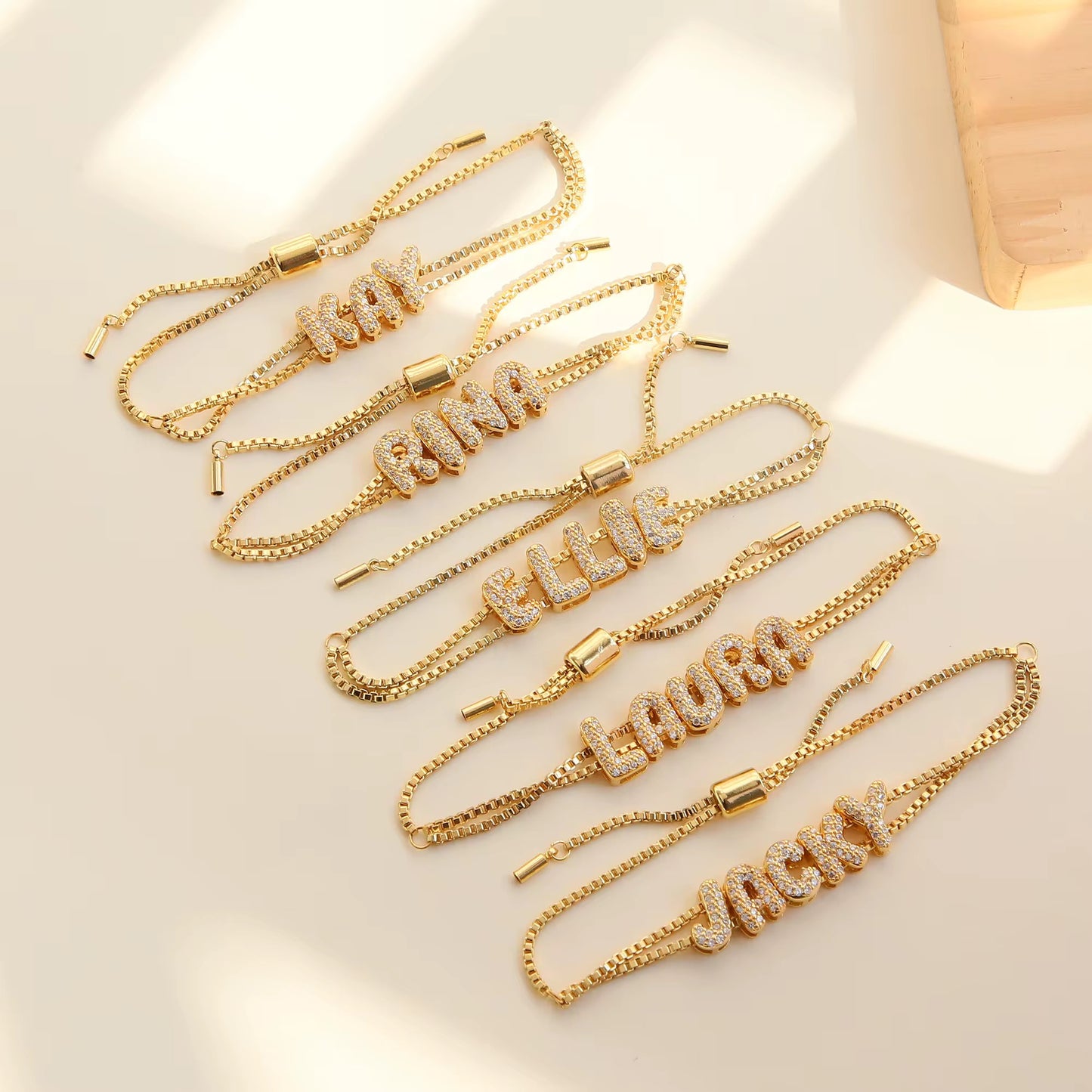 Studded Initial Slider Bracelet-Customised