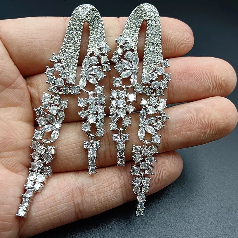 Silver Dribble Statement Earrings