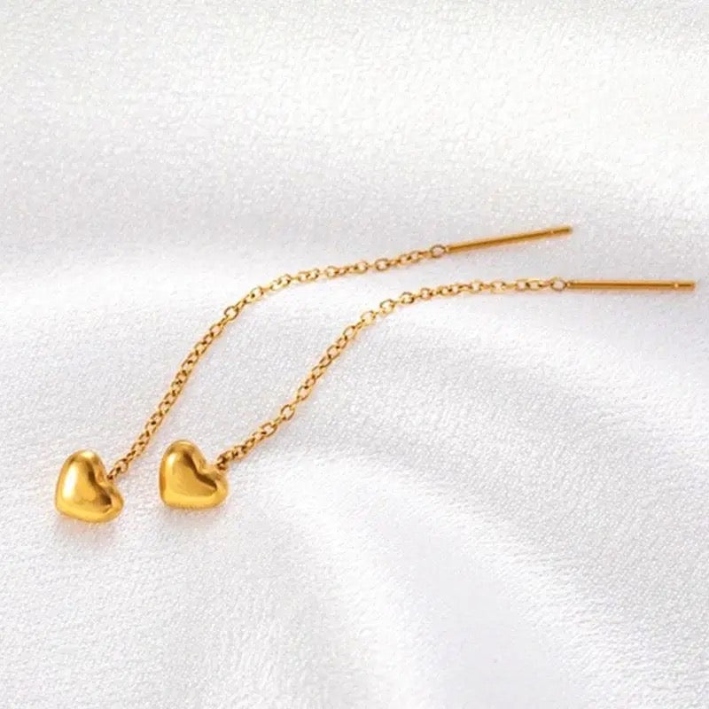Lil Heart Needle Thread Earrings