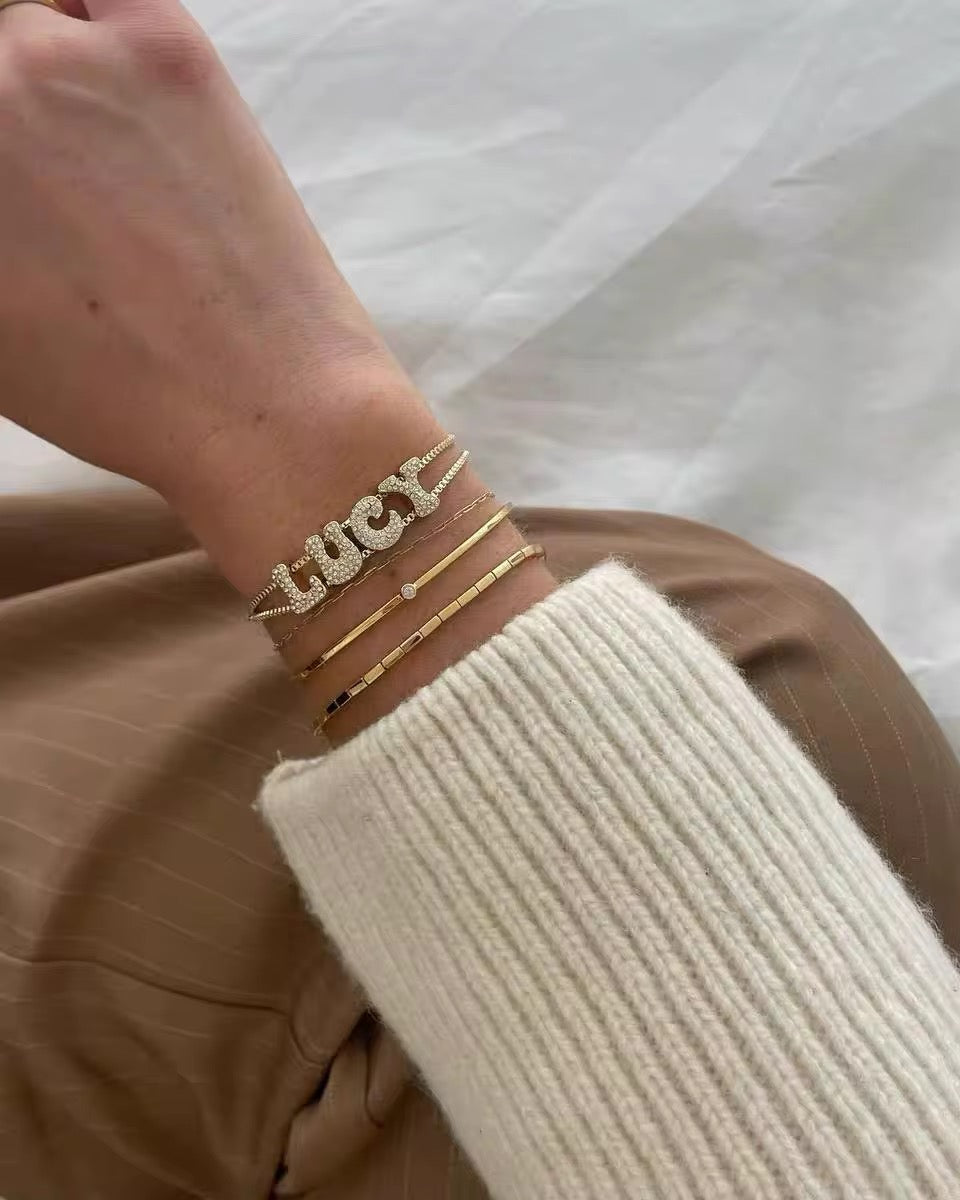 Studded Initial Slider Bracelet-Customised