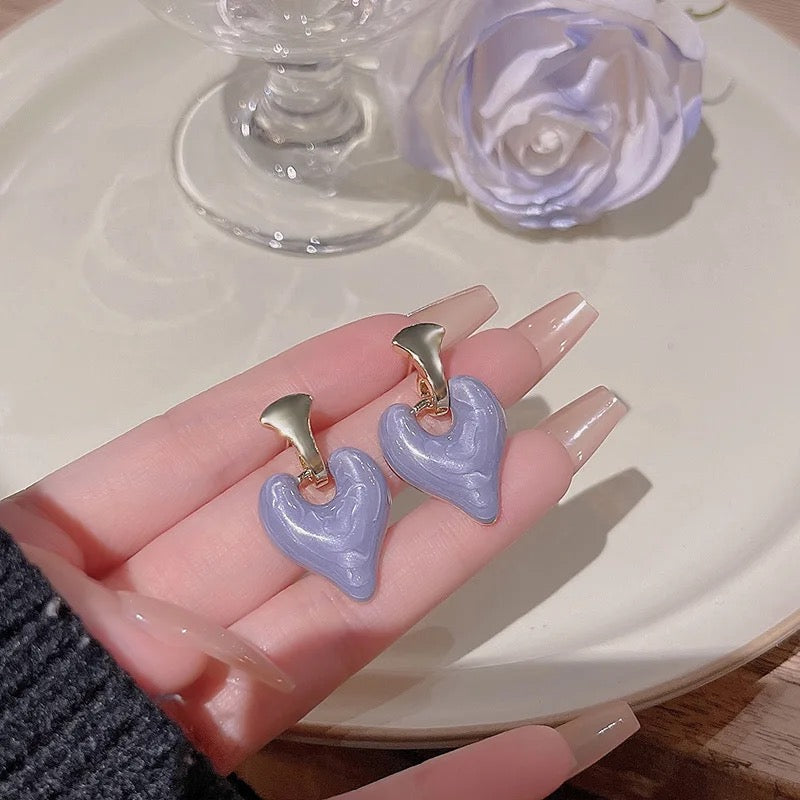 Enamel Heart Bali Earrings