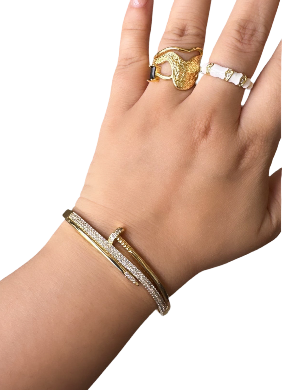 Studded New Nail Bracelet-Gold & Silver