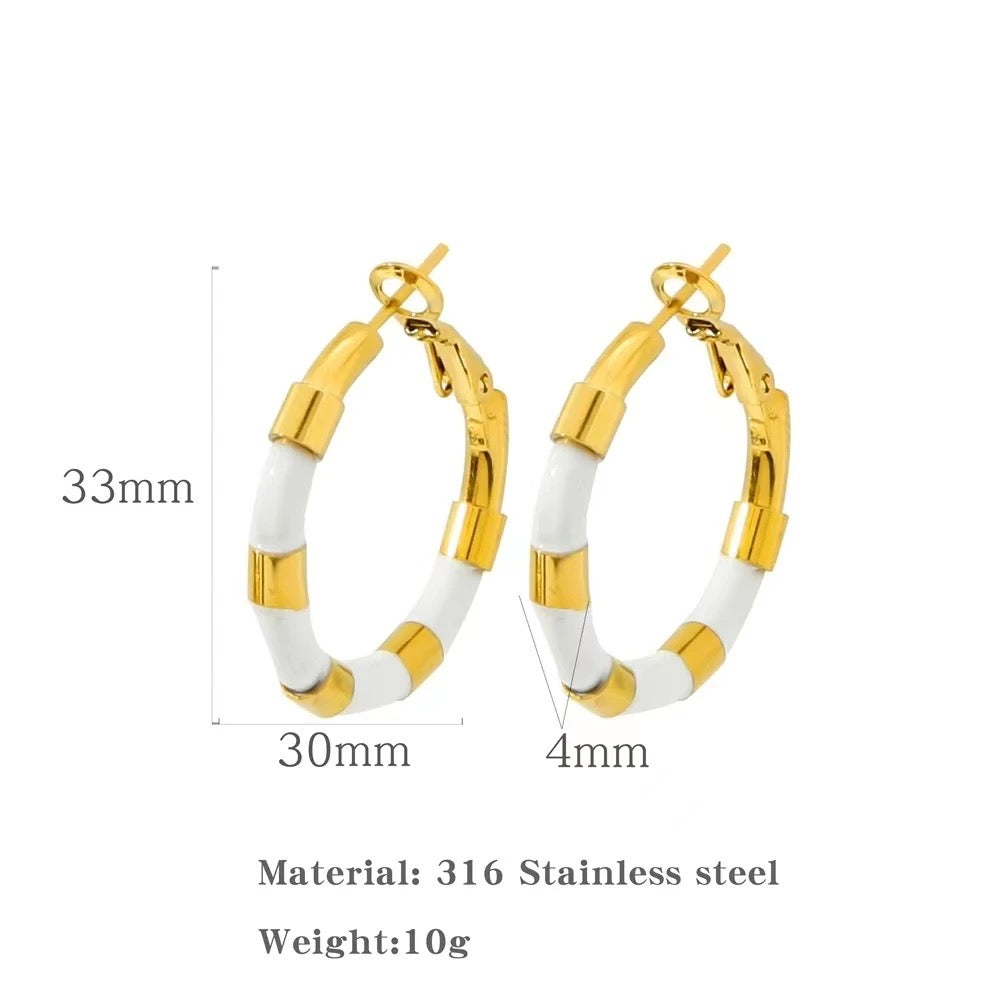 White Enamel Striped Hoops