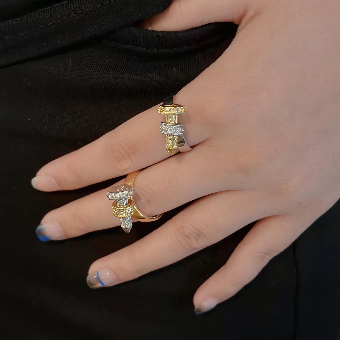 4D Studded Nail Ring