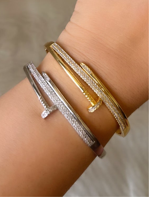Studded New Nail Bracelet-Gold & Silver