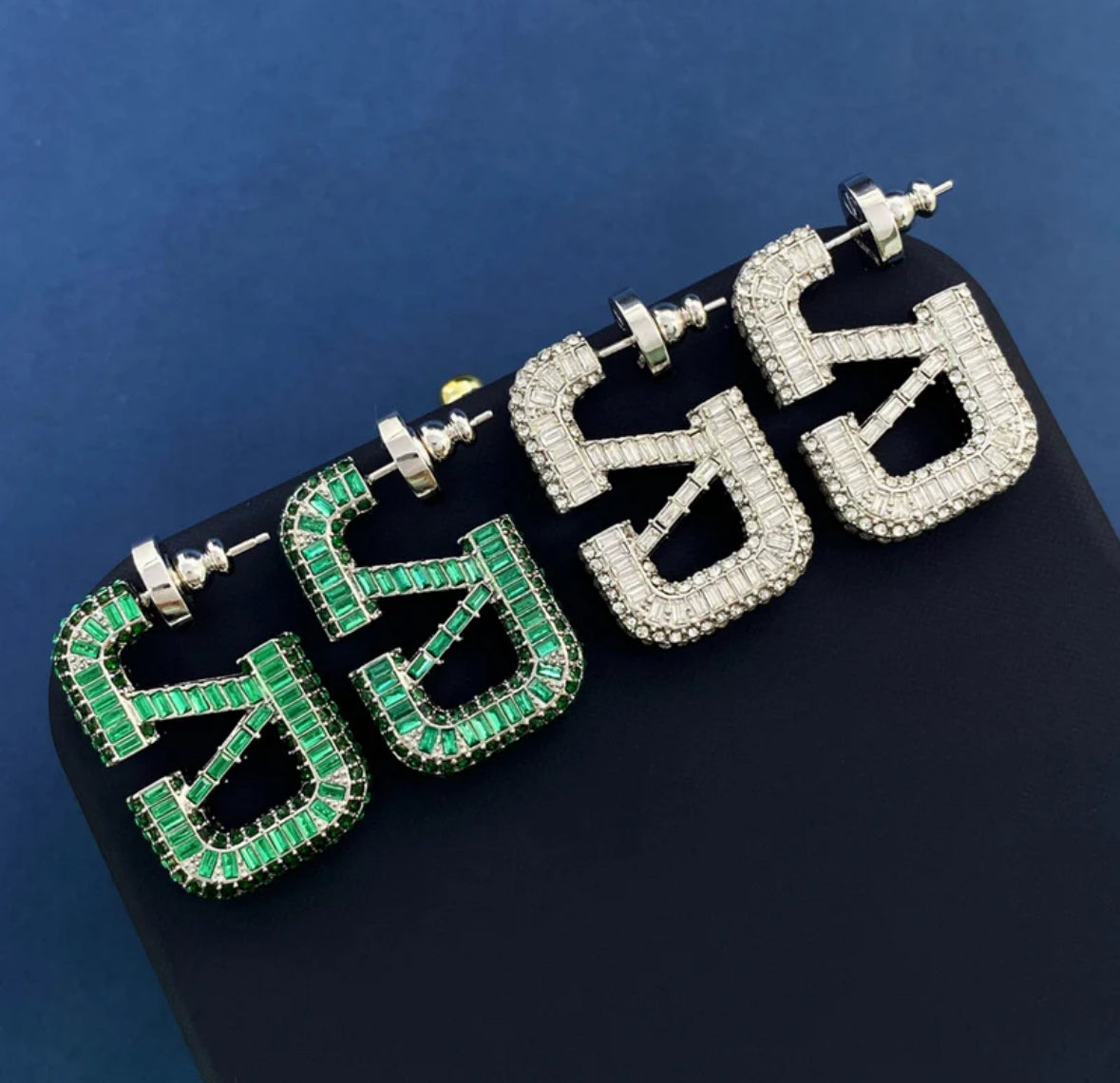 VD Studded Earrings-Gold and Silver