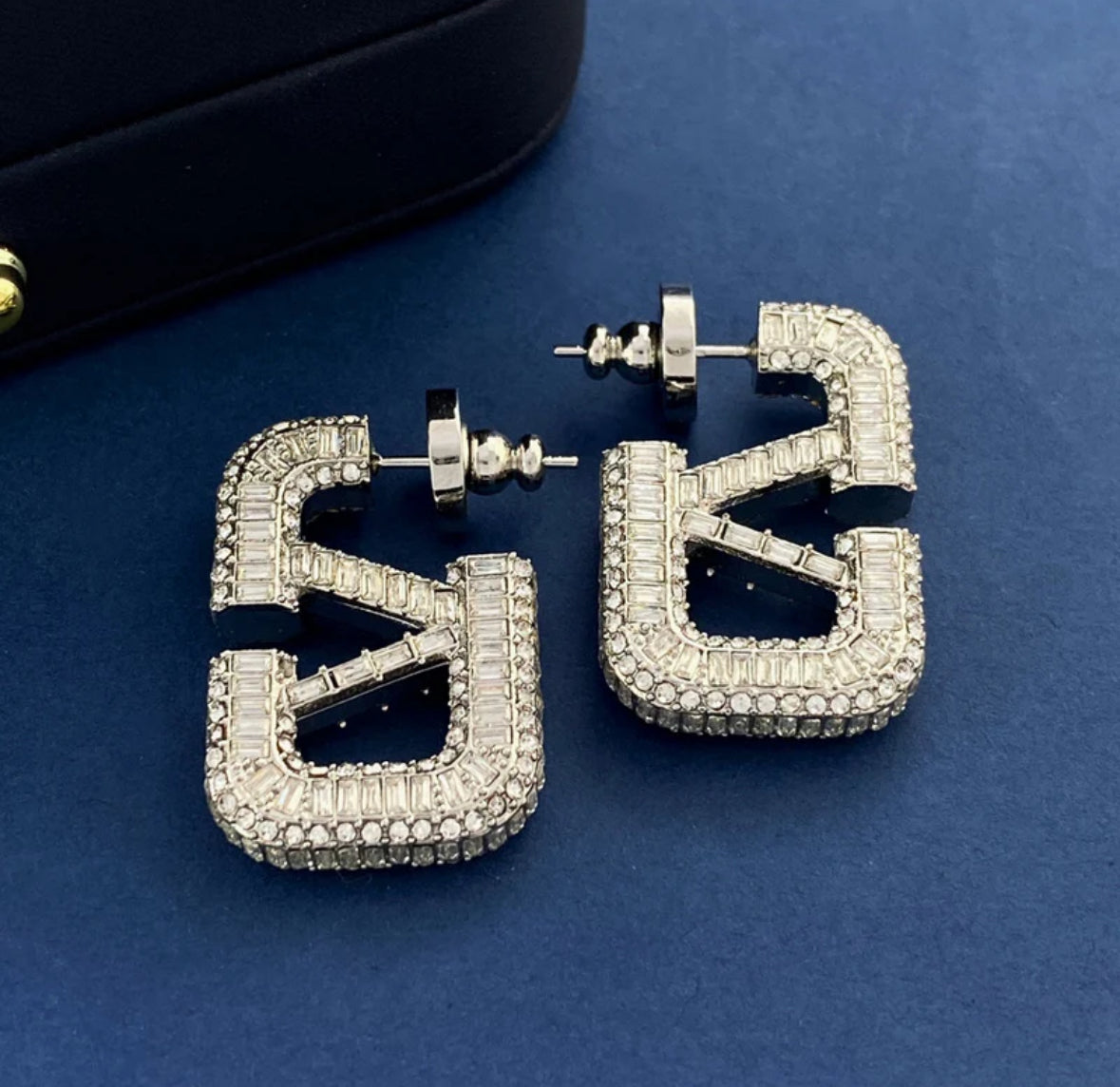 VD Studded Earrings-Gold and Silver
