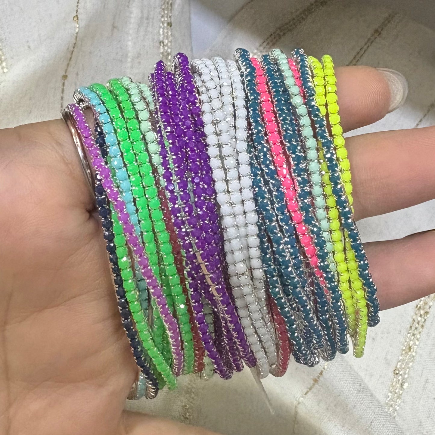 Assorted Stone Elastic Bracelet (Set of 5)-7 Colors Available