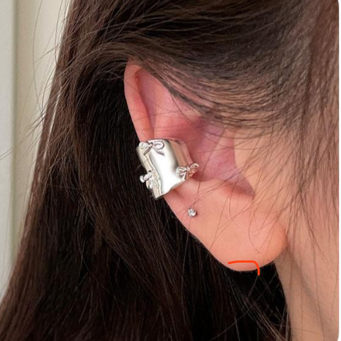 Solid Flat Silver Ear Cuff-Single piece