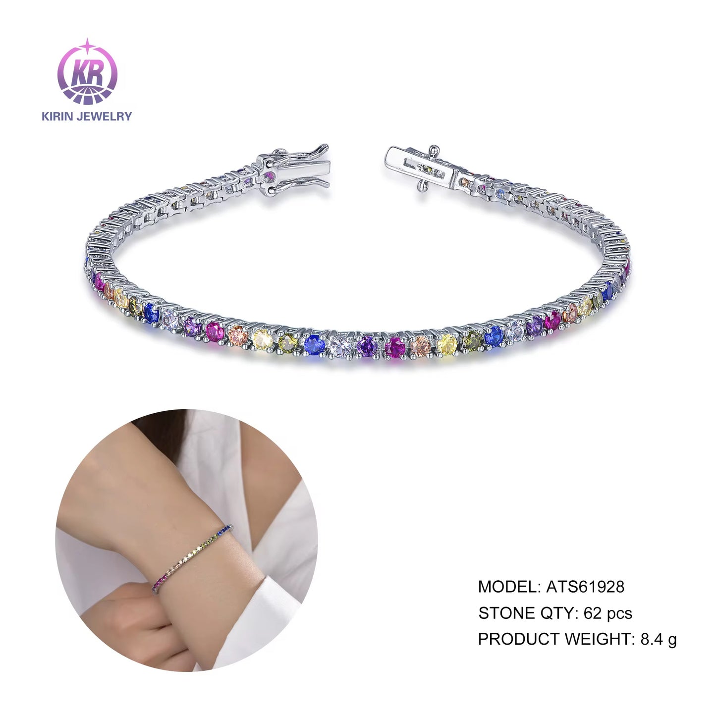 Rainbow Silver Luxe Trnnis Bracelet