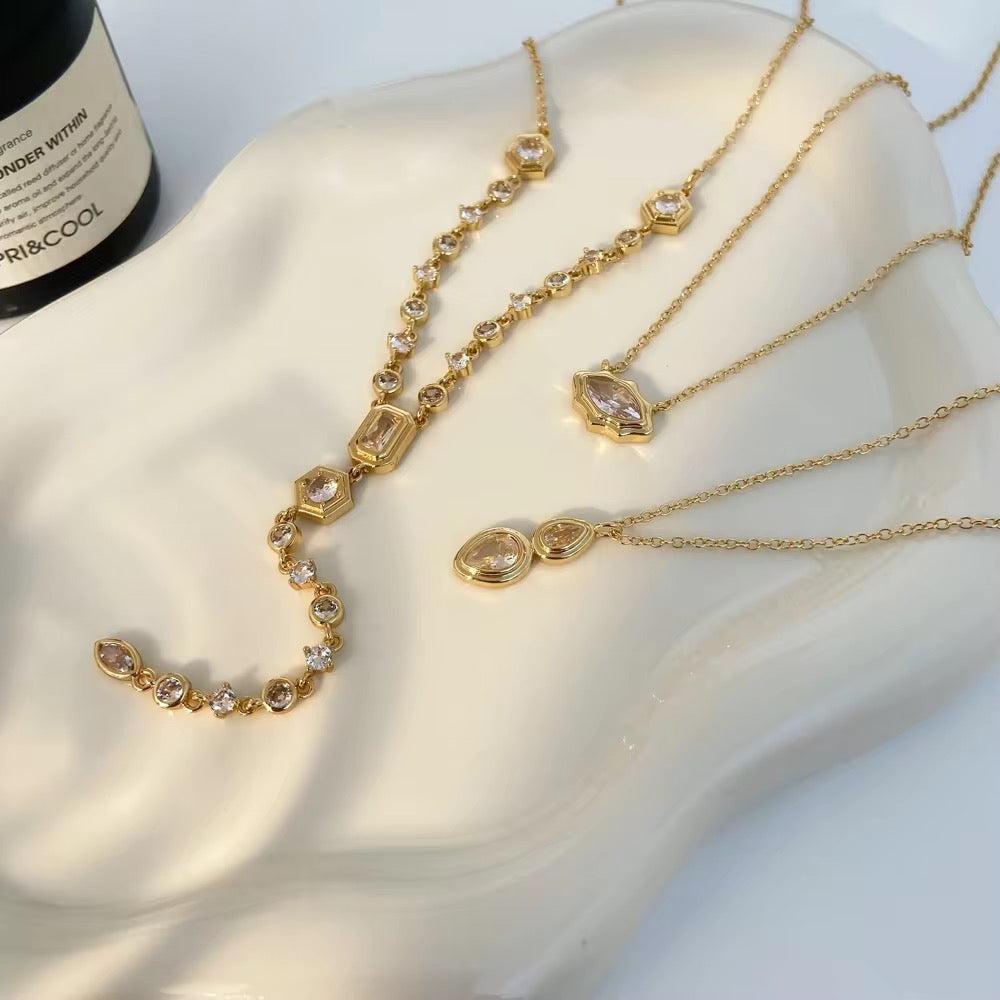 Royal Stone Necklaces Set & Single Options-Gold
