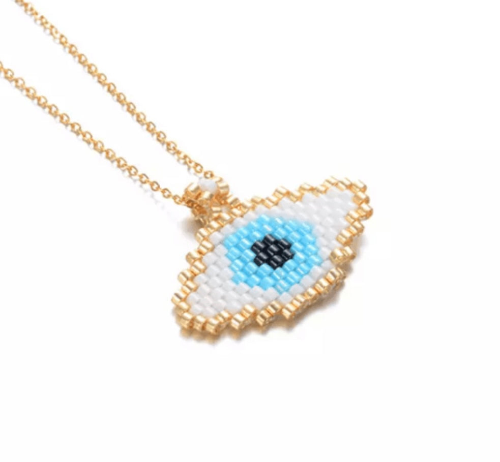 Sequin evil eye necklace