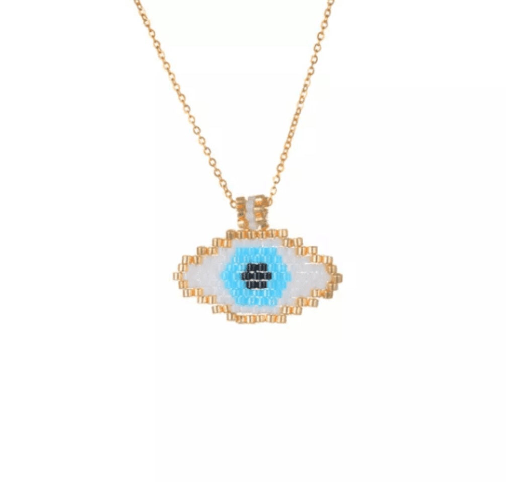 Sequin evil eye necklace