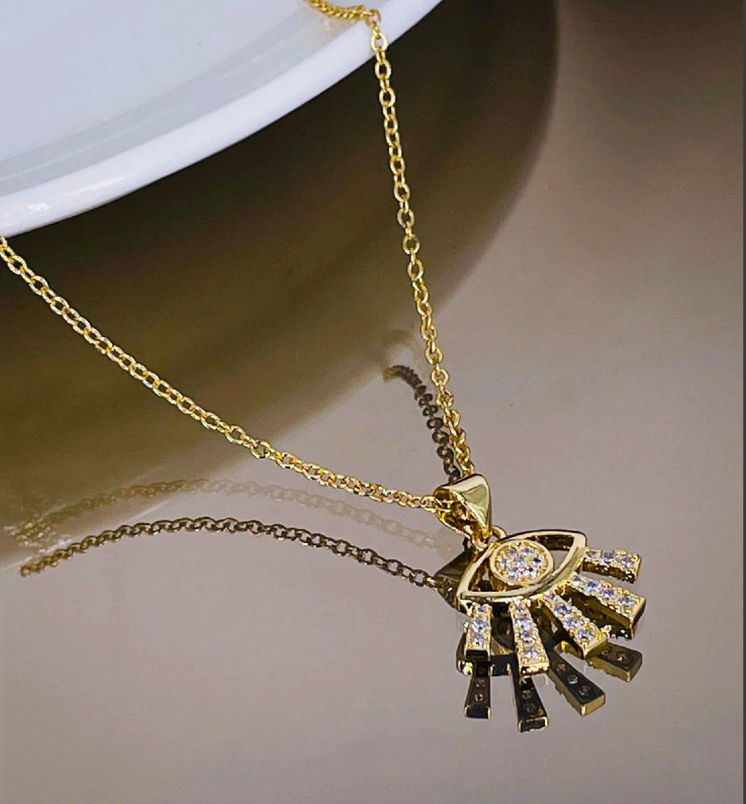 Studded evil eye necklace
