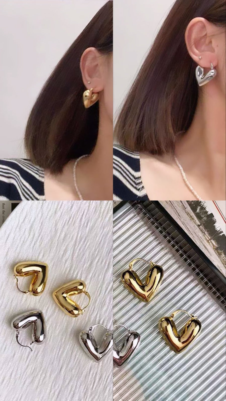 Heart Solid SS Bali -Gold