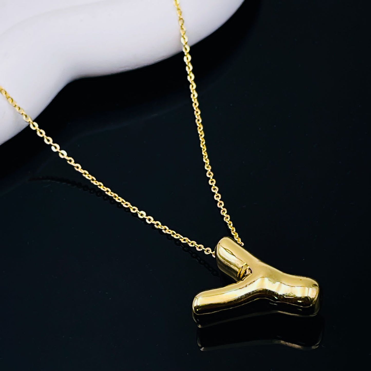 Solid Gold Big Balloon Alphabets Necklace
