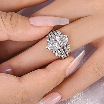 Marquise Cut Double Band-Silver