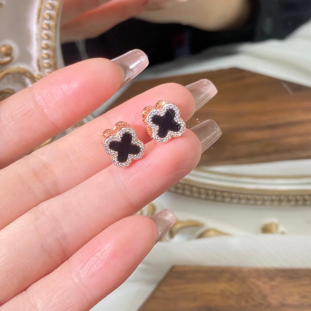 Studded Clover Double Sided Earrings-Reversible