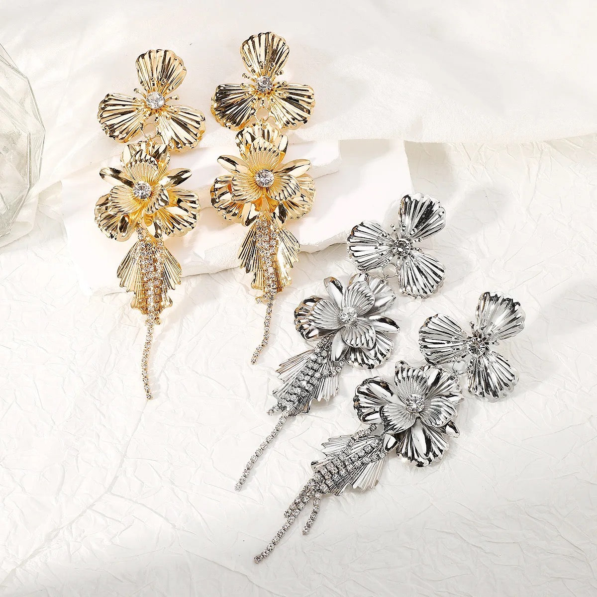 Massive Gold Floral Statement Earrings