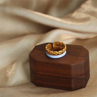 Enamel Chain 2Pc Ring Set