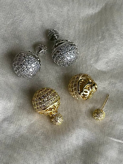 Studded Sandwich Earrings-Gold and Silver