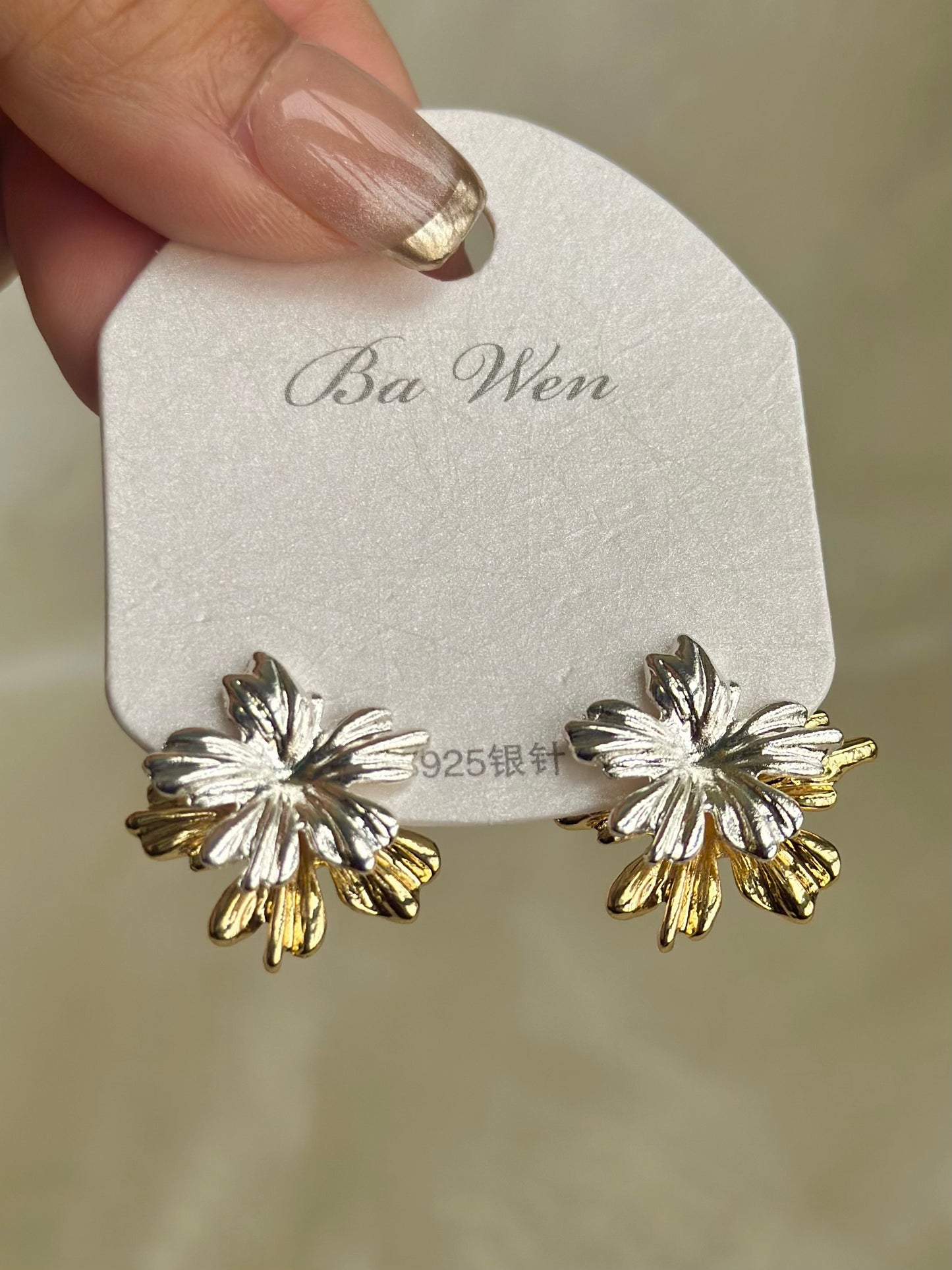 Dual Flower F&B 2in 1 Earrings