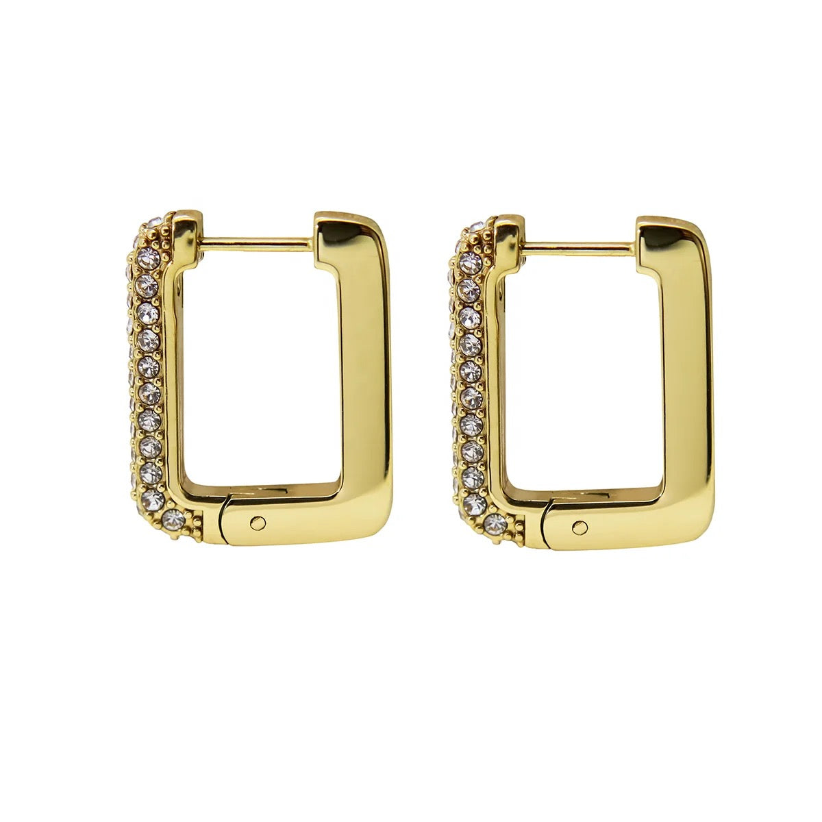 Studded Square Hoop Earrings-Medium and Mini Size