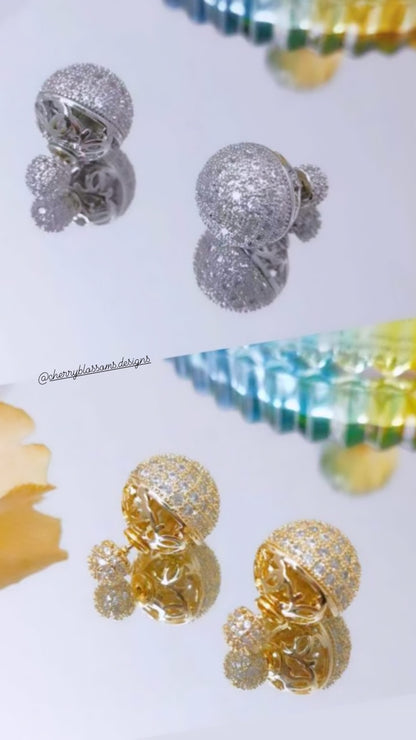 Studded Sandwich Earrings-Gold and Silver