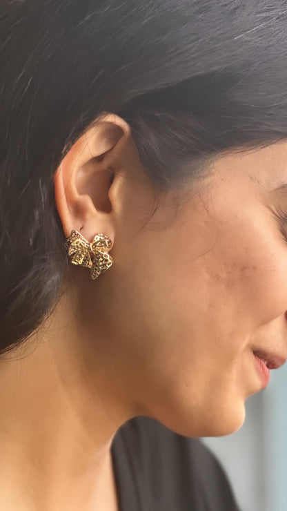 Mesh Bow Stud Earrings