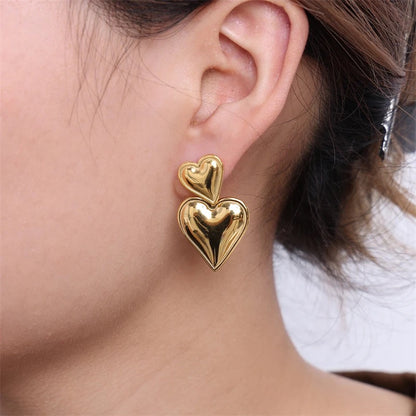 Double Heart SS Earings