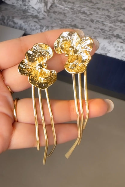 Gold Orchid Danglers