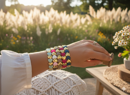 Golden Heart Colorful Stretchy Bracelets-4 Colors