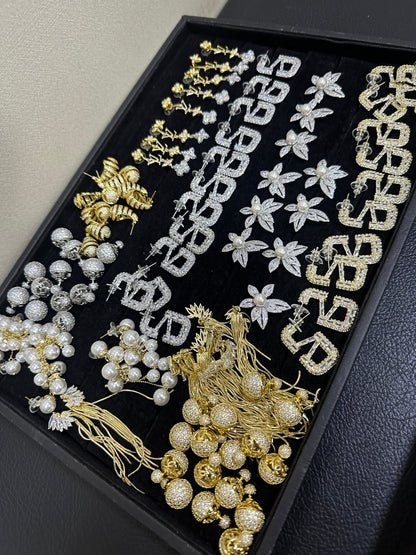 VD Studded Earrings-Gold and Silver