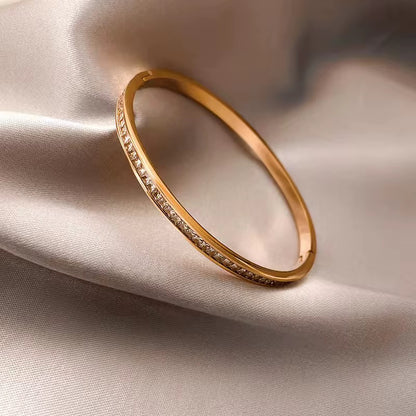 Flat Tennis Openable Kada SS Bracelet- Gold