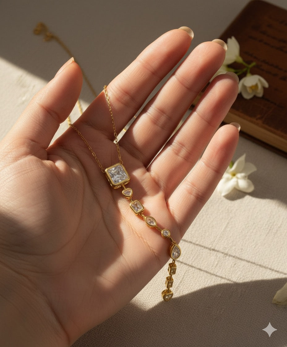 Verticle Gemstone Drop Necklace- 2 Styles