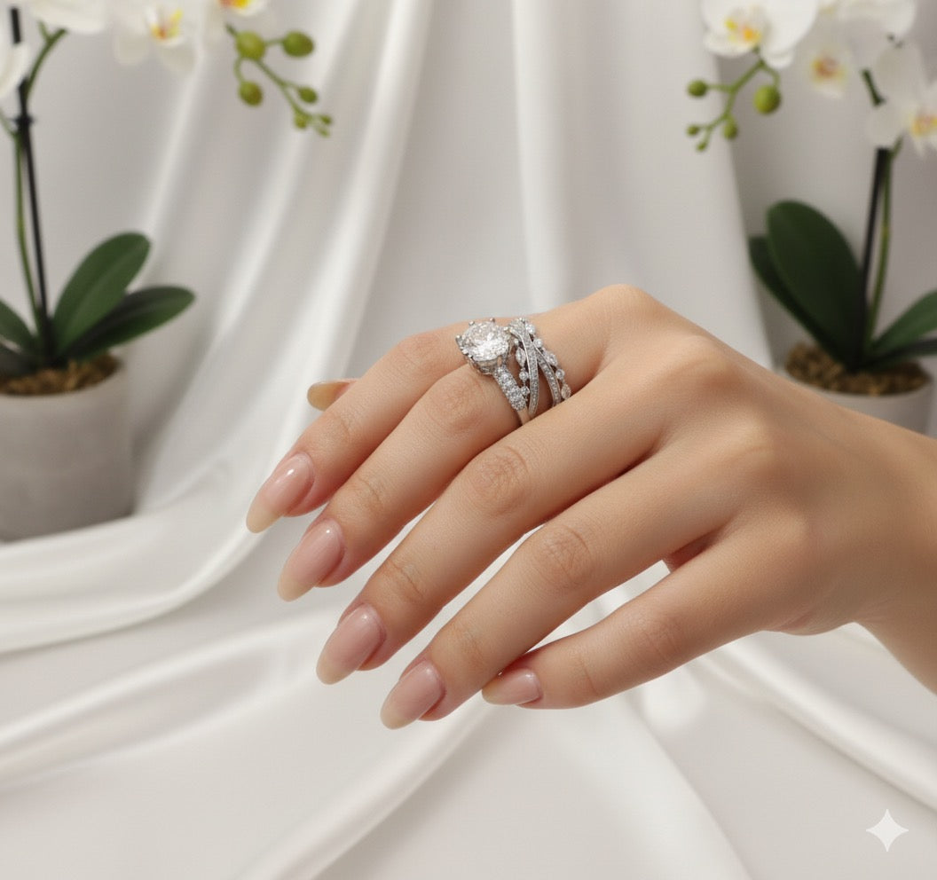 Cross Studded Ring-Silver