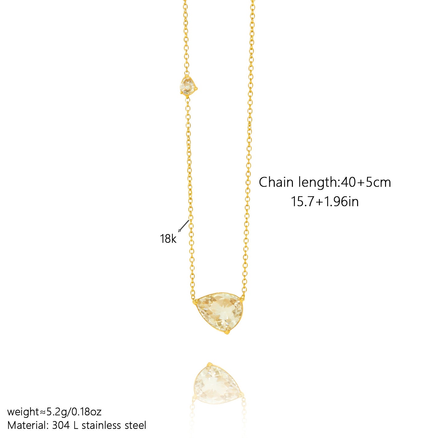 Bold Pear Solitaire Necklace-Gold
