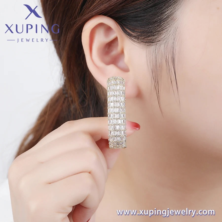 Big Gold Studded Square Hoops