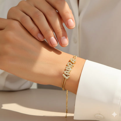 Studded Initial Slider Bracelet-Customised