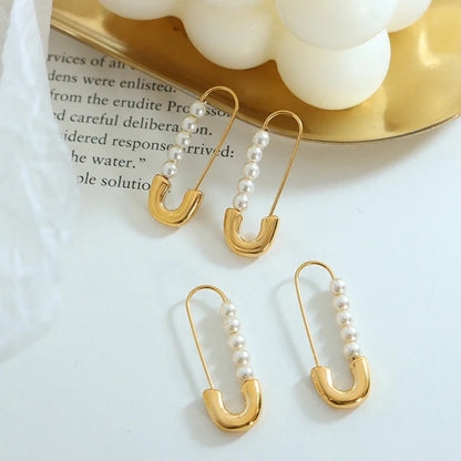 Pearl Safety Pin Earring