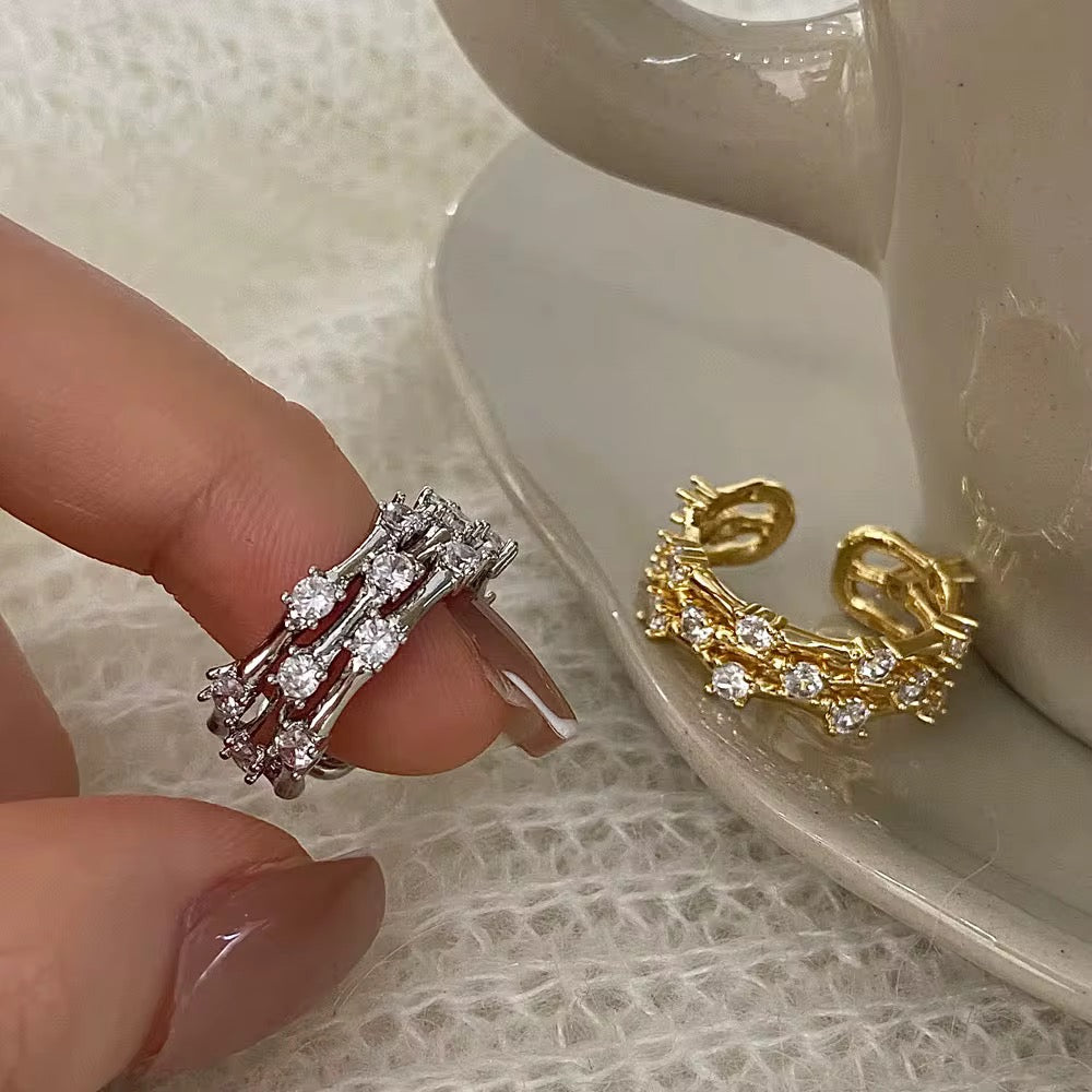 Dotted Silver Studded Ring-Silver