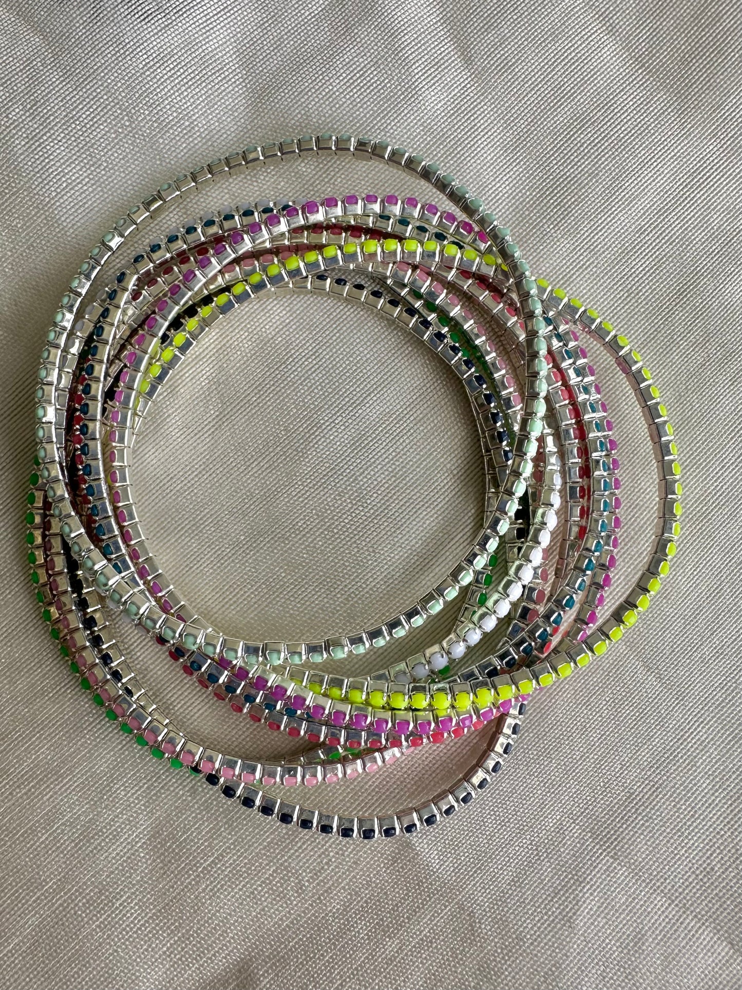 Assorted Stone Elastic Bracelet Set of 6-2 options