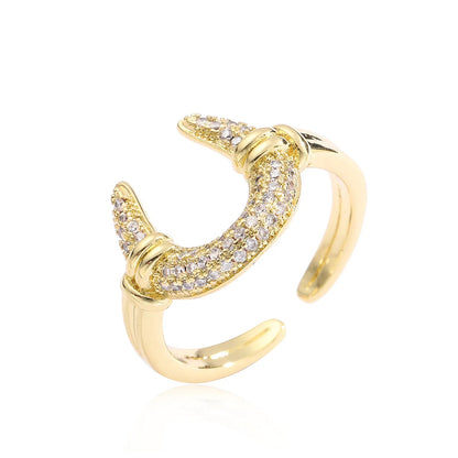 Studded Moon Halo Gold Ring
