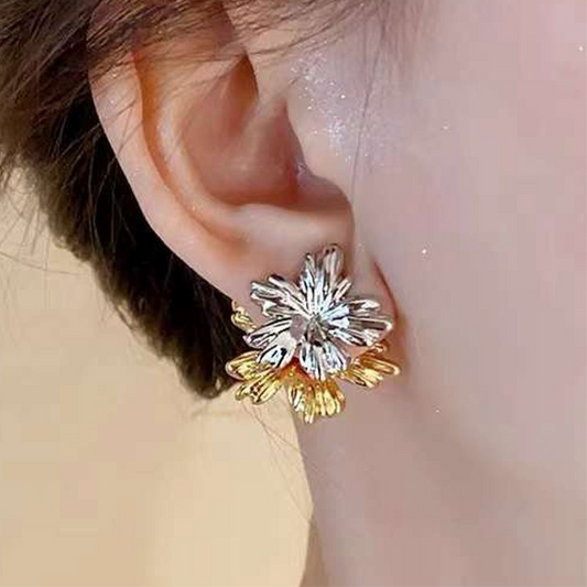 Dual Flower F&B 2in 1 Earrings