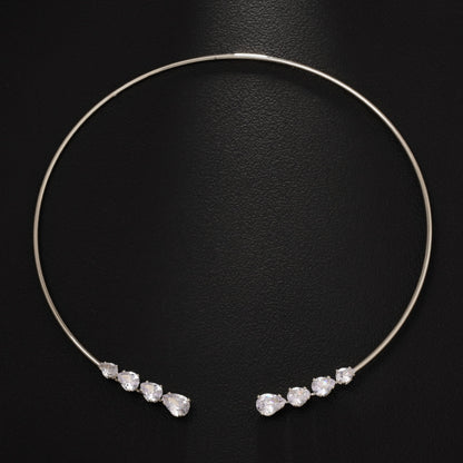 Four Solitaire Gold Choker Necklace