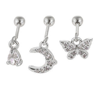 Helix Flat Back Earring-Gold & Silver Options (Single pc)