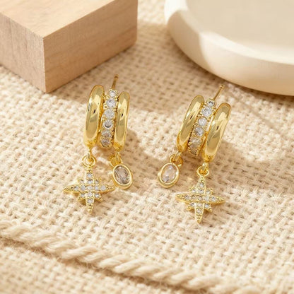 Celestial Star Drop Tiny Hoop Studs